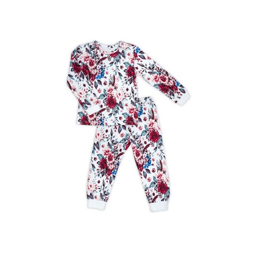 Bawełniana  piżama z długim rękawem z kwiecistym wzorkiem - biała ze sklepu 5.10.15 w kategorii Piżamy dziecięce - zdjęcie 169727112