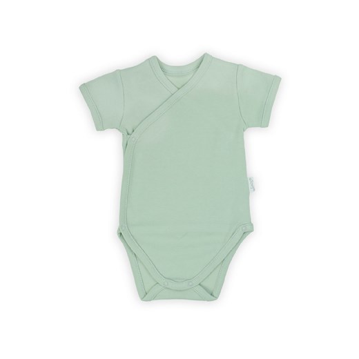 Bawełniane body kopertowe z krókim rękawem - oliwkowe ze sklepu 5.10.15 w kategorii Body niemowlęce - zdjęcie 169727213