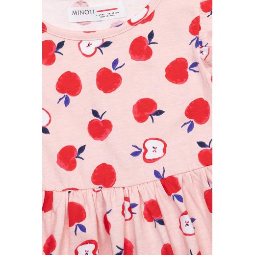 Różowa sukienka dla dziewczynki z jabłuszkami Minoti 92/98 5.10.15