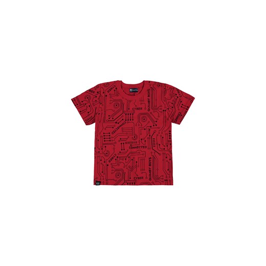 Czerwony bawełniany t-shirt chłopięcy we wzory ze sklepu 5.10.15 w kategorii T-shirty chłopięce - zdjęcie 169727382