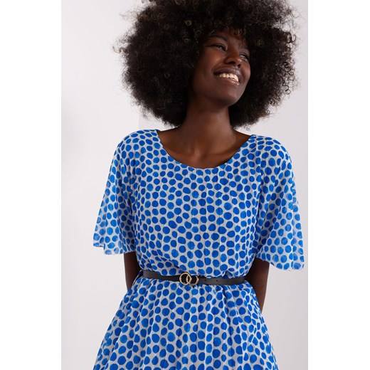 Niebiesko-biała plisowana sukienka damska z printem Italy Moda one size 5.10.15