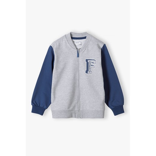 Bluza dresowa dzianinowa dla chłopca typu bomber - szara ze sklepu 5.10.15 w kategorii Bluzy chłopięce - zdjęcie 169727591