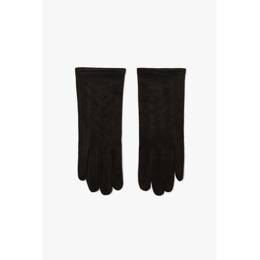 Czarne rękawiczki damskie zamszowe z dżetami one size wyprzedaż 5.10.15