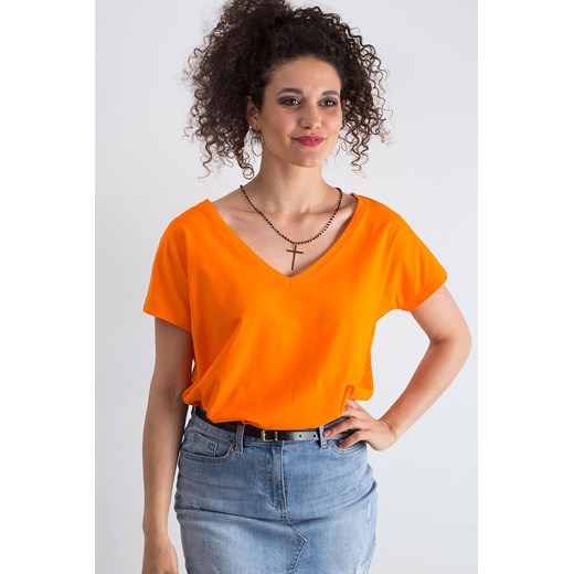 Bawełniany t-shirt damski pomarańczowy ze sklepu 5.10.15 w kategorii Bluzki damskie - zdjęcie 169727911