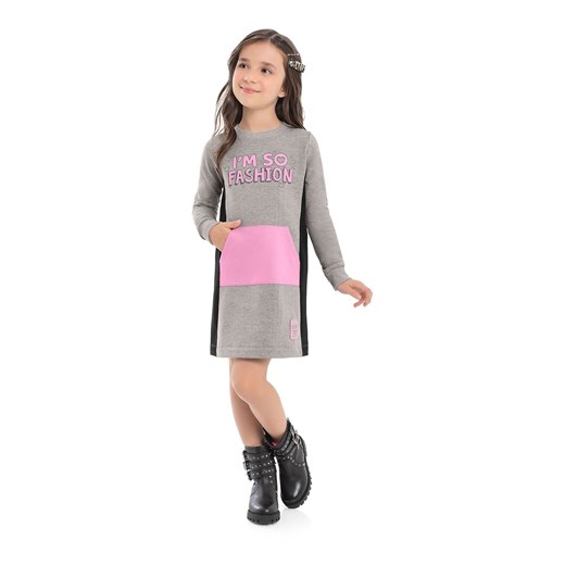 Dzianinowa sukienka dla dziewczynki z kieszenią Quimby 116 okazja 5.10.15