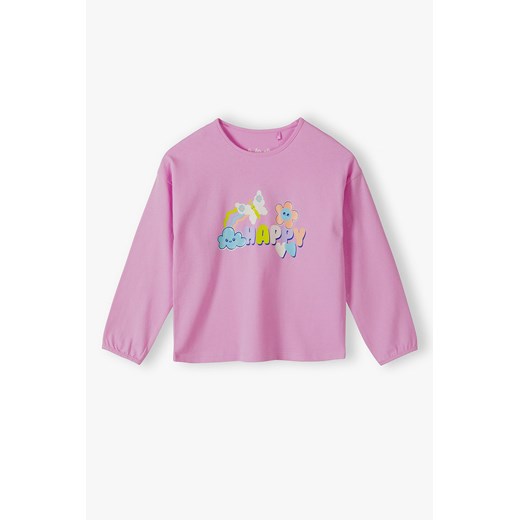Bluzka dla dziewczynki - długi rękaw - Happy - różowa - 5.10.15. ze sklepu 5.10.15 w kategorii Bluzki dziewczęce - zdjęcie 169728083