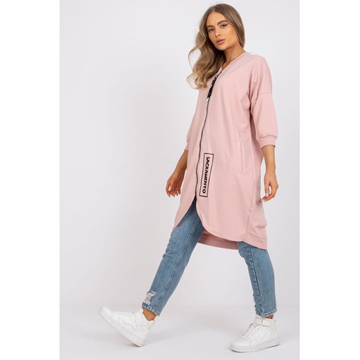 Długa rozpinana  bluza damska  -  różowa ze sklepu 5.10.15 w kategorii Bluzy damskie - zdjęcie 169728244