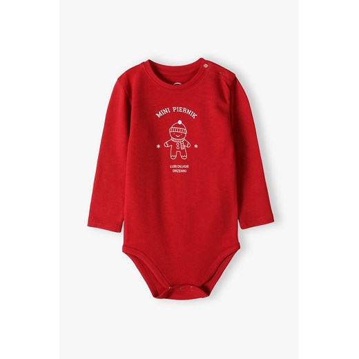 Body niemowlęce z napisem Mini piernik lubię długie drzemki bordowe ze sklepu 5.10.15 w kategorii Body niemowlęce - zdjęcie 169728842