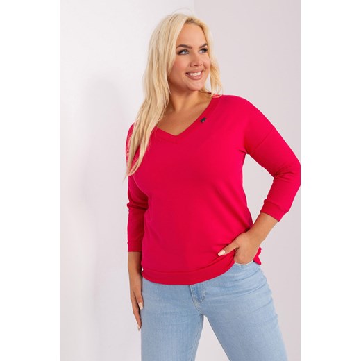 Gładka czerwona bluzka plus size basic ze sklepu 5.10.15 w kategorii Bluzki damskie - zdjęcie 169728943