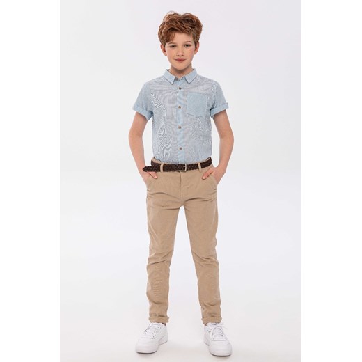 Błękitna koszula bawełniana dla chłopca z krótkim rękawem ze sklepu 5.10.15 w kategorii Koszule chłopięce - zdjęcie 169729022