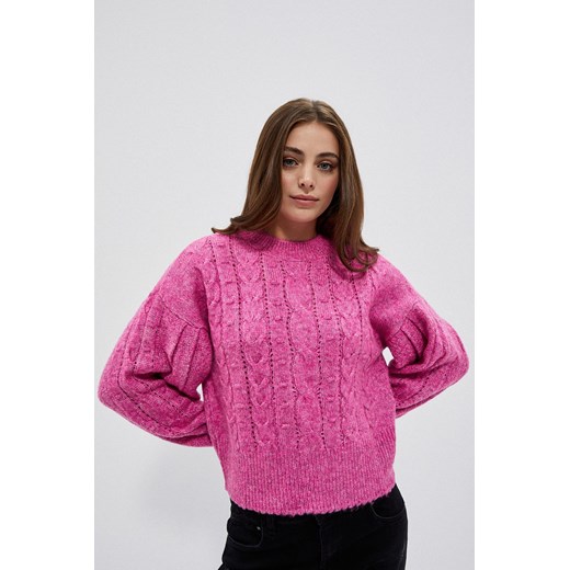 Różowy sweter damski w warkoczowy splot XL okazyjna cena 5.10.15