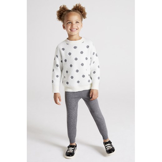 Komplet dziewczęcy sweter w kropki + szare legginsy ze sklepu 5.10.15 w kategorii Dresy dziewczęce - zdjęcie 169729133