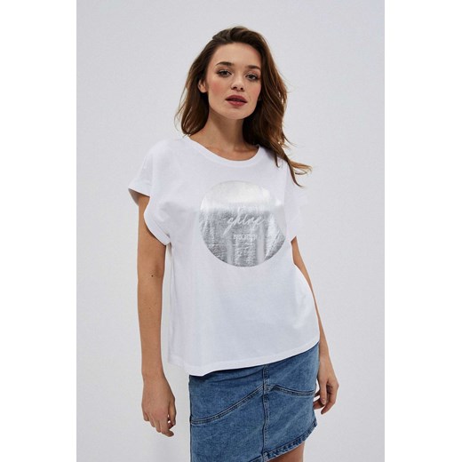 Bawełniany t-shirt damski z nadrukiem biały ze sklepu 5.10.15 w kategorii Bluzki damskie - zdjęcie 169729164
