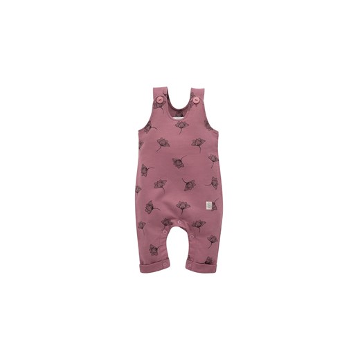 Fioletowe bawełniane ogrodniczki niemowlęce z nadrukiem ze sklepu 5.10.15 w kategorii Spodnie i półśpiochy - zdjęcie 169729193