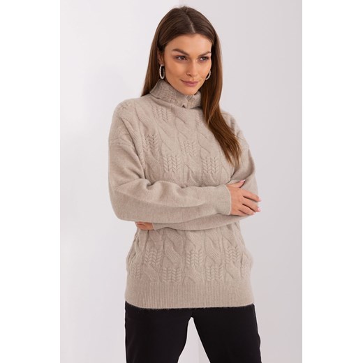 Damski sweter z golfem ciemny bezowy ze sklepu 5.10.15 w kategorii Swetry damskie - zdjęcie 169729203