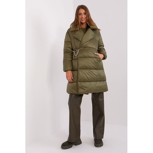Puchowa kurtka zimowa z kieszeniami khaki ze sklepu 5.10.15 w kategorii Kurtki damskie - zdjęcie 169729212
