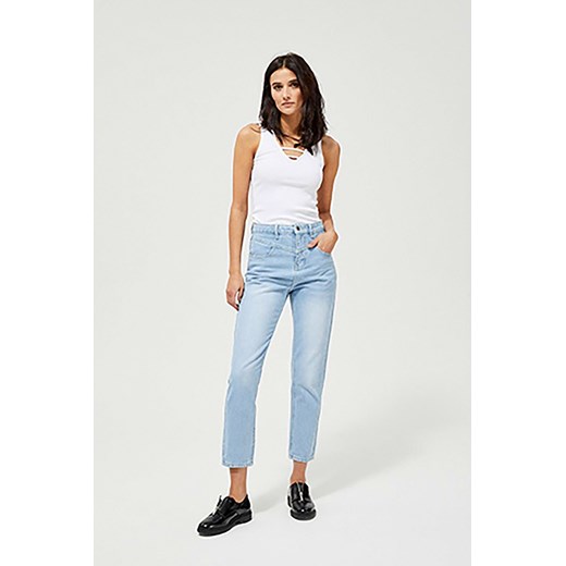 Bawełniane jeansy fit mom - niebieskie L promocja 5.10.15