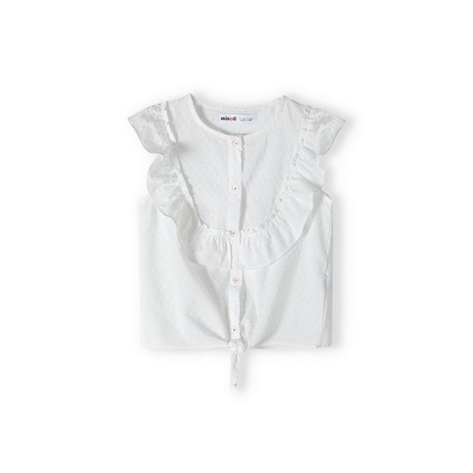 Biała bluzka bawełniana dla niemowlaka z falbanką ze sklepu 5.10.15 w kategorii Koszulki niemowlęce - zdjęcie 169729353