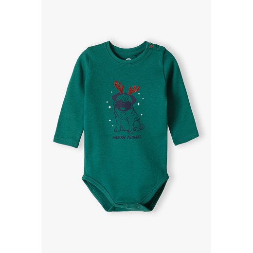 Świąteczne body dla niemowlaka - zielone ze sklepu 5.10.15 w kategorii Body niemowlęce - zdjęcie 169729373