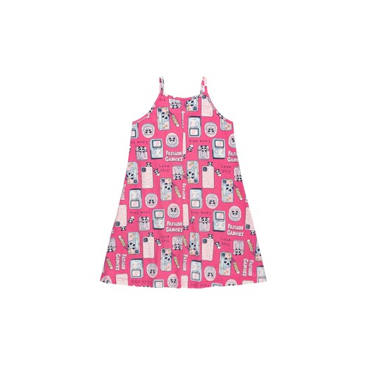 Różowa bawełniana sukienka dziewczęca na ramiączka Bee Loop 128 5.10.15
