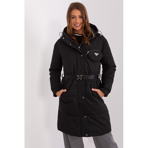 Długa kurtka zimowa z kapturem czarny ze sklepu 5.10.15 w kategorii Kurtki damskie - zdjęcie 169729982