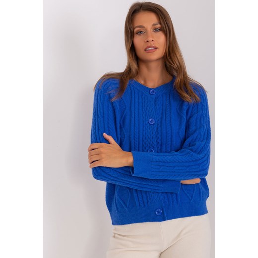 Kobaltowy sweter rozpinany w warkocze ze sklepu 5.10.15 w kategorii Swetry damskie - zdjęcie 169729992