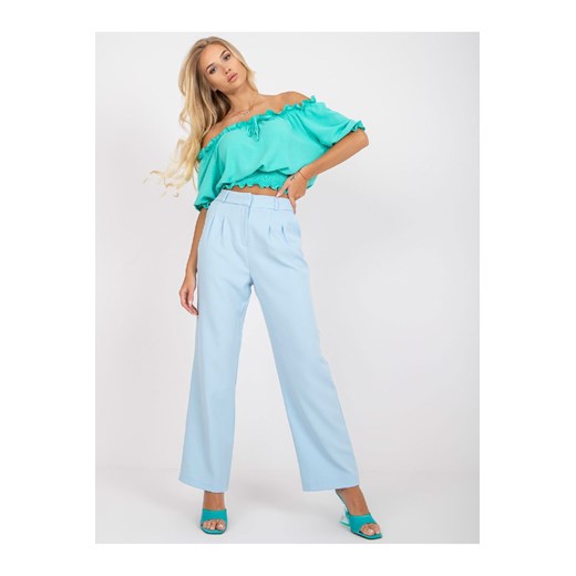 Jasnoniebieskie spodnie damskie garniturowe ze sklepu 5.10.15 w kategorii Spodnie damskie - zdjęcie 169730250