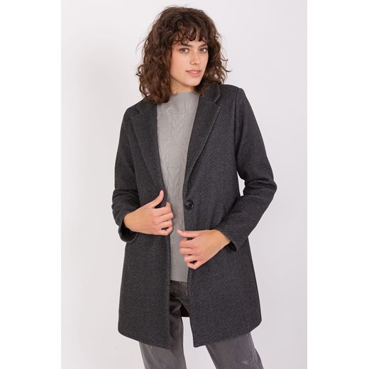 Czarny jednorzędowy płaszcz damski OCH BELLA ze sklepu 5.10.15 w kategorii Płaszcze damskie - zdjęcie 169730260