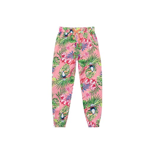 Różowe spodnie dziewczęce haremki w kwiaty ze sklepu 5.10.15 w kategorii Spodnie dziewczęce - zdjęcie 169730270