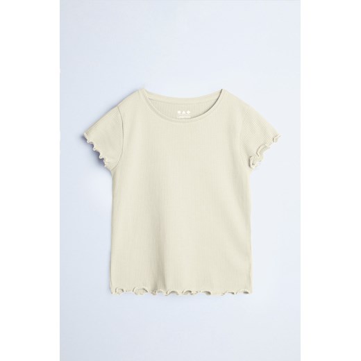 T-shirt dziewczęcy ecru w prążki - Limited Edition ze sklepu 5.10.15 w kategorii Bluzki dziewczęce - zdjęcie 169730460