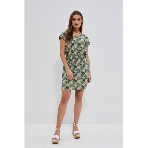 Zwiewna sukienka damska zielona z roślinnym nadrukiem ze sklepu 5.10.15 w kategorii Sukienki - zdjęcie 169730463