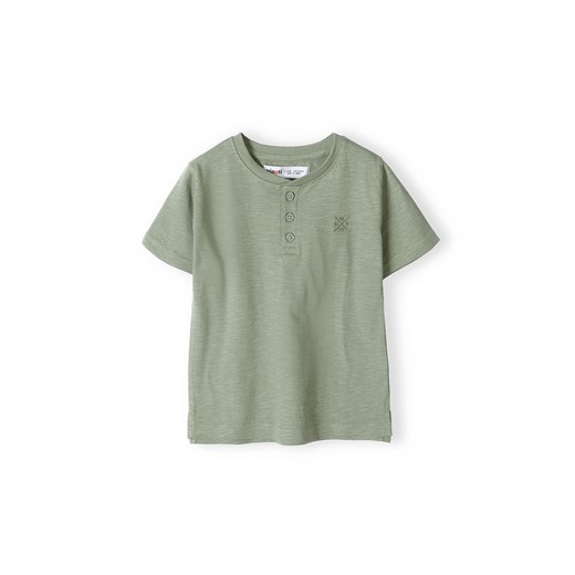 Koszulka bawełniana chłopięca z ozdobnymi guzikami khaki Minoti 128/134 5.10.15