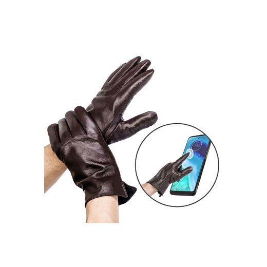 Ocieplane rękawiczki męskie ze skóry naturalnej bydlęcej - Rovicky ze sklepu 5.10.15 w kategorii Rękawiczki męskie - zdjęcie 169730542
