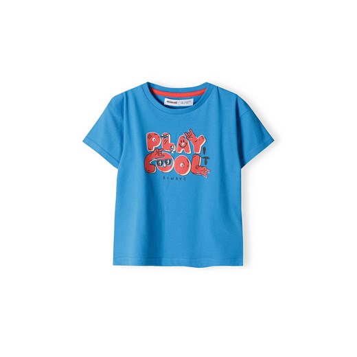 Niebieska koszulka bawełniana dla niemowlaka z nadrukiem ze sklepu 5.10.15 w kategorii Koszulki niemowlęce - zdjęcie 169730590
