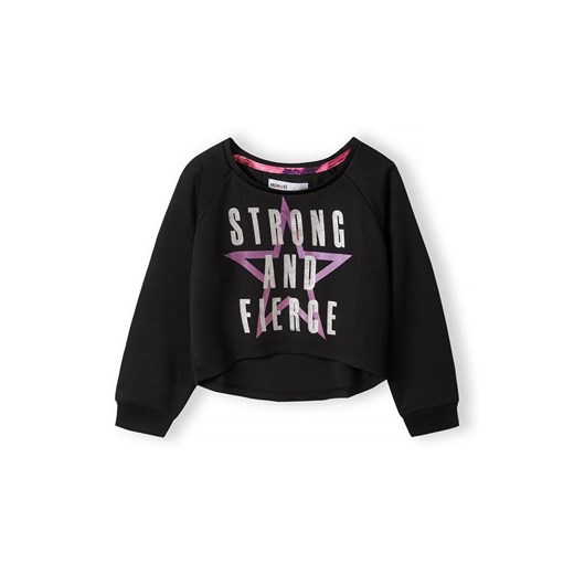 Bluza sportowa czarna dla małej dziewczynki- Strong and fierce Minoti 104/110 wyprzedaż 5.10.15