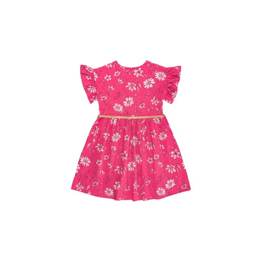Różowa bawełniana sukienka dziewczęca z ozdobnymi rękawkami ze sklepu 5.10.15 w kategorii Sukienki dziewczęce - zdjęcie 169730880