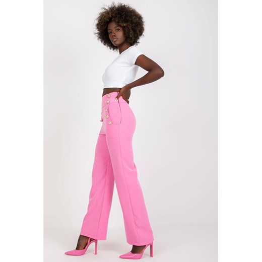 Spodnie damskie z ozdobnymi guzikami - różowe ze sklepu 5.10.15 w kategorii Spodnie damskie - zdjęcie 169730933