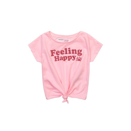 Różowy t-shirt dzianinowy dla niemowlaka- Feeling Happy Minoti 92/98 5.10.15
