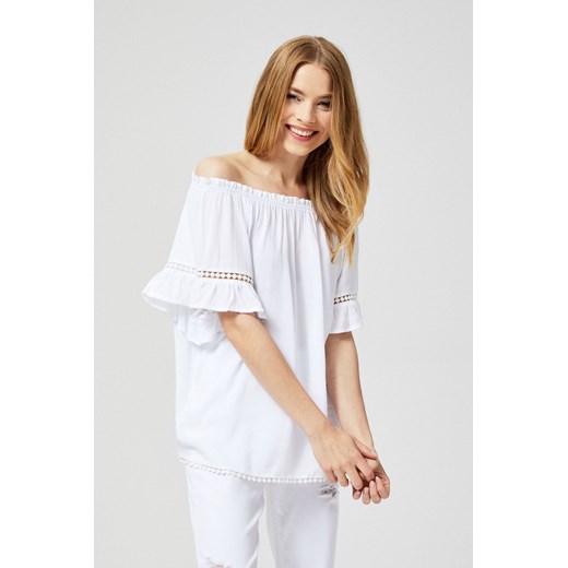 Bluzka damska koszulowa typu hiszpanka biała M promocyjna cena 5.10.15