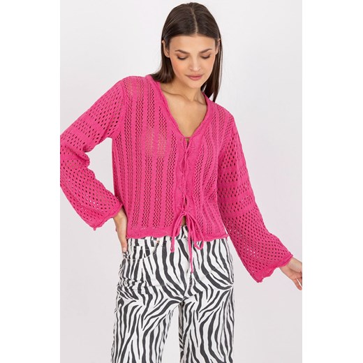 Sweter damski z ażurowy - różowy ze sklepu 5.10.15 w kategorii Swetry damskie - zdjęcie 169731490