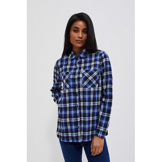 Damska koszula w kratę z długim rękawem - niebieska - Moodo ze sklepu 5.10.15 w kategorii Koszule damskie - zdjęcie 169731770