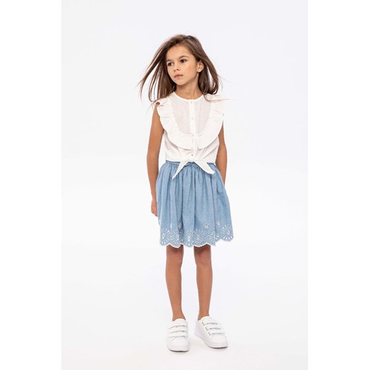 Niebieska spódnica krótka dziewczęca z haftem ze sklepu 5.10.15 w kategorii Spódnice dziewczęce - zdjęcie 169731780