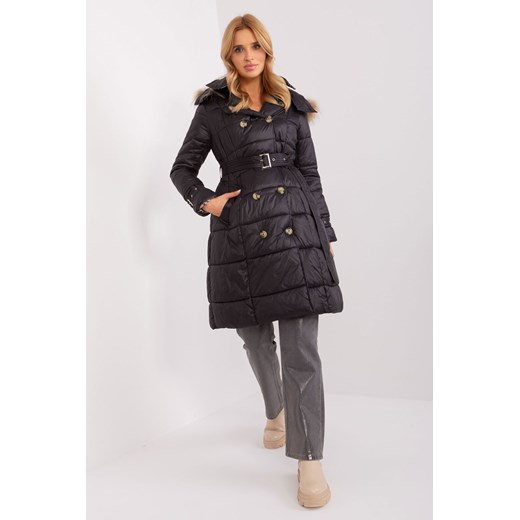 Czarna pikowana kurtka zimowa z guzikami ze sklepu 5.10.15 w kategorii Kurtki damskie - zdjęcie 169731890