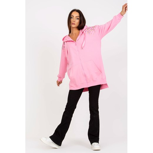 Różowa długa bluza rozpinana z kapturem RUE PARIS ze sklepu 5.10.15 w kategorii Bluzy damskie - zdjęcie 169732042