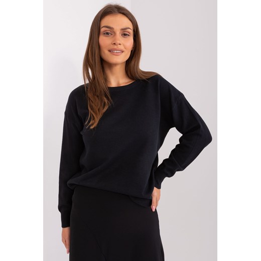 Czarny damski sweter klasyczny z długim rękawem ze sklepu 5.10.15 w kategorii Swetry damskie - zdjęcie 169732082