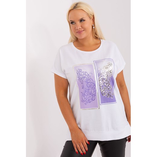 Biało-fioletowa bluzka plus size z rozcięciami ze sklepu 5.10.15 w kategorii Bluzki damskie - zdjęcie 169732130