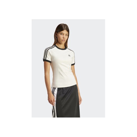 adidas T-Shirt 3-Stripes IR8104 Biały Slim Fit ze sklepu MODIVO w kategorii Bluzki damskie - zdjęcie 169733934