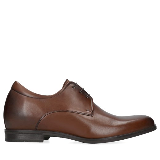 Brązowe derby ze skóry, buty podwyższające +7 cm, Conhpol, CH4069-08 Conhpol 38 Konopka Shoes