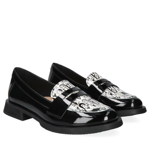 Damskie loafersy z czarnej skóry lakierowanej, Conhpol Relax, RE2755-01 38 Konopka Shoes