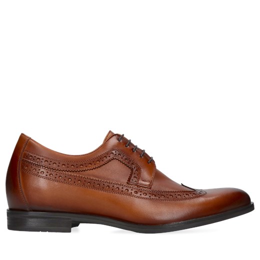 Brązowe derby, buty podwyższające ze skóry +7 cm, Conhpol, CH6384-01 Conhpol 40 Konopka Shoes
